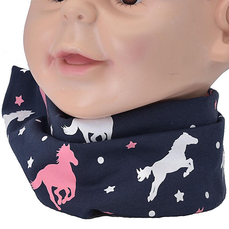 Kinder Loop Pferd blau Baumwolle